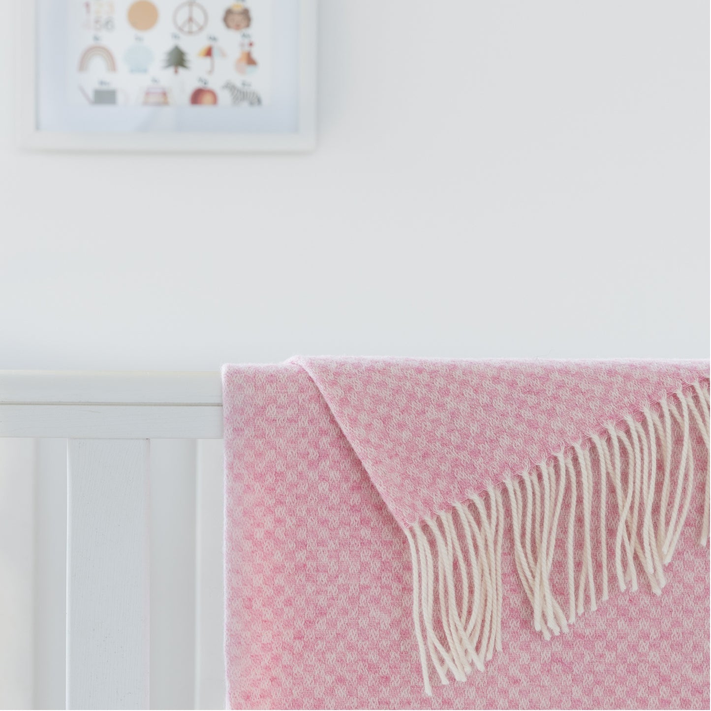 Pink Basket Weave Pattern | Irish Lambswool Baby Blanket | Made in Nenagh, Co. Tipperary