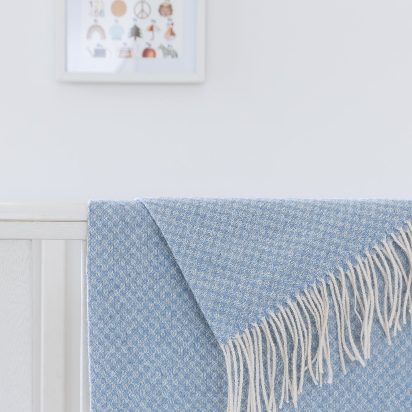 Blue Basket Weave Pattern | Irish Lambswool Baby Blanket | Made in Nenagh, Co. Tipperary