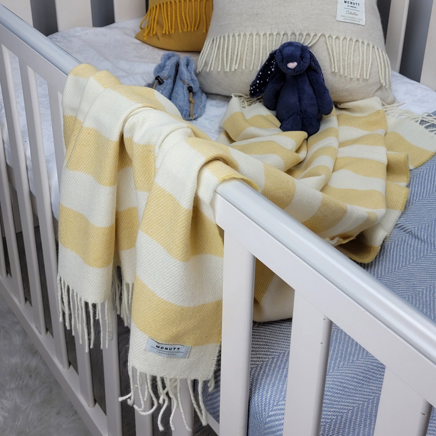 Whispering Lemon | Merino Lambswool Baby Blanket | Made in Downings, Co. Donegal