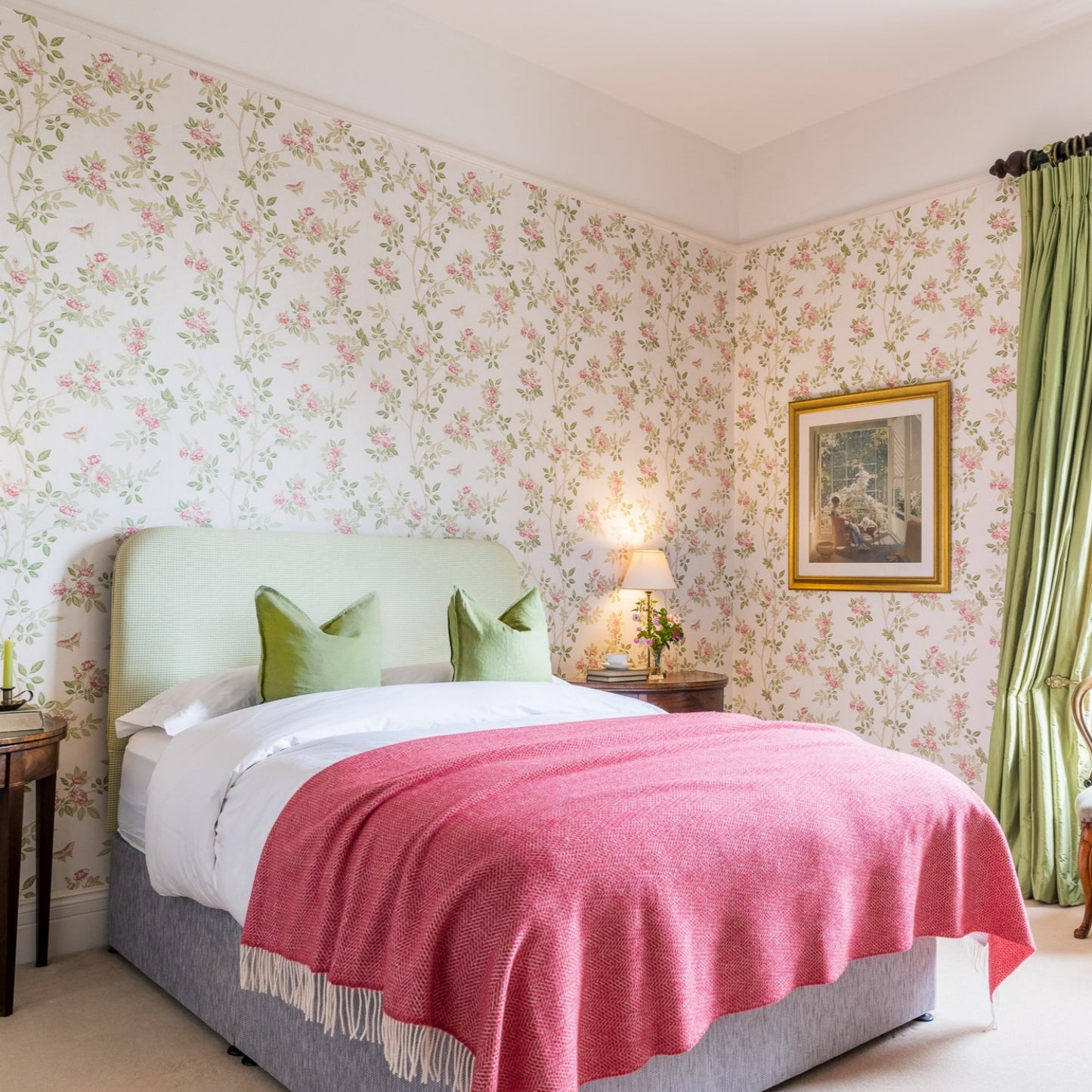 Raspberry Herringbone Pattern | Cashmere Throw Blanket | Made in Nenagh, Co. Tipperary