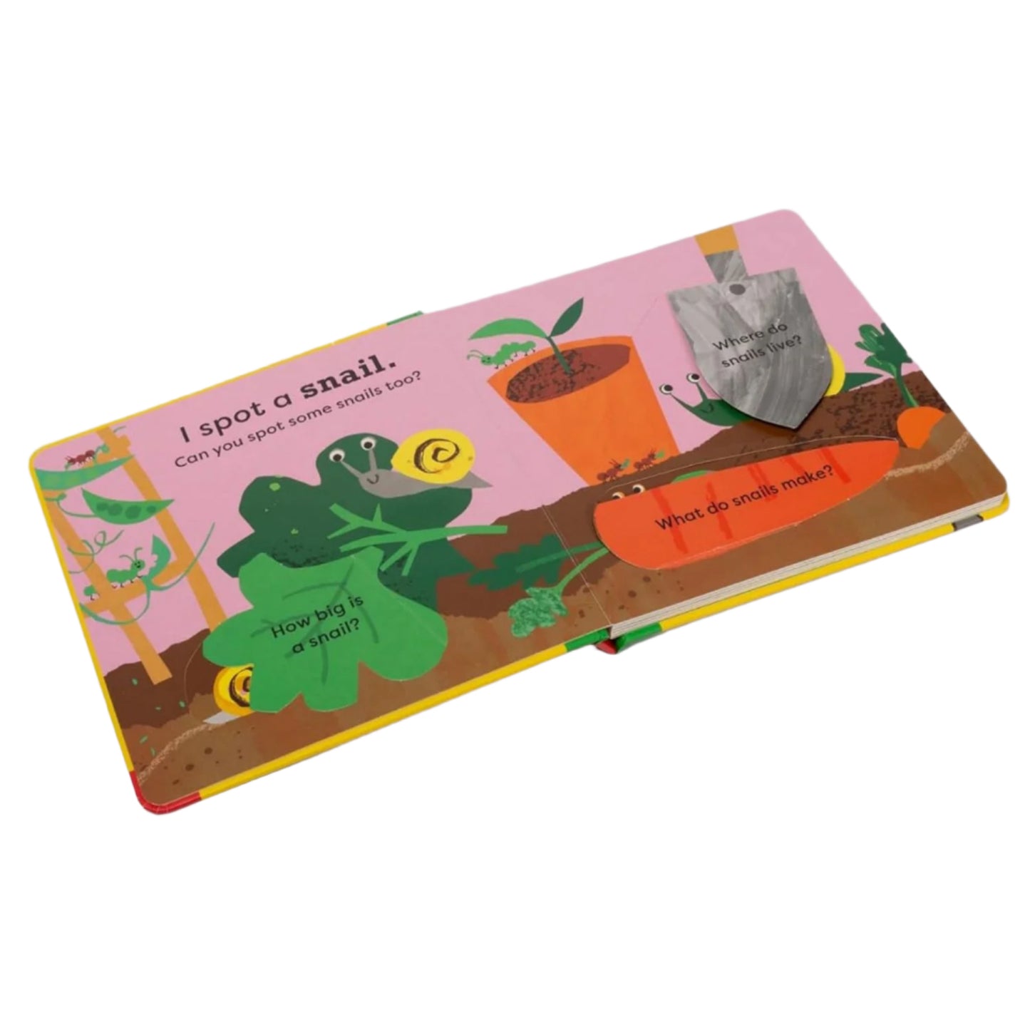 Children's book with gardening theme on a white background