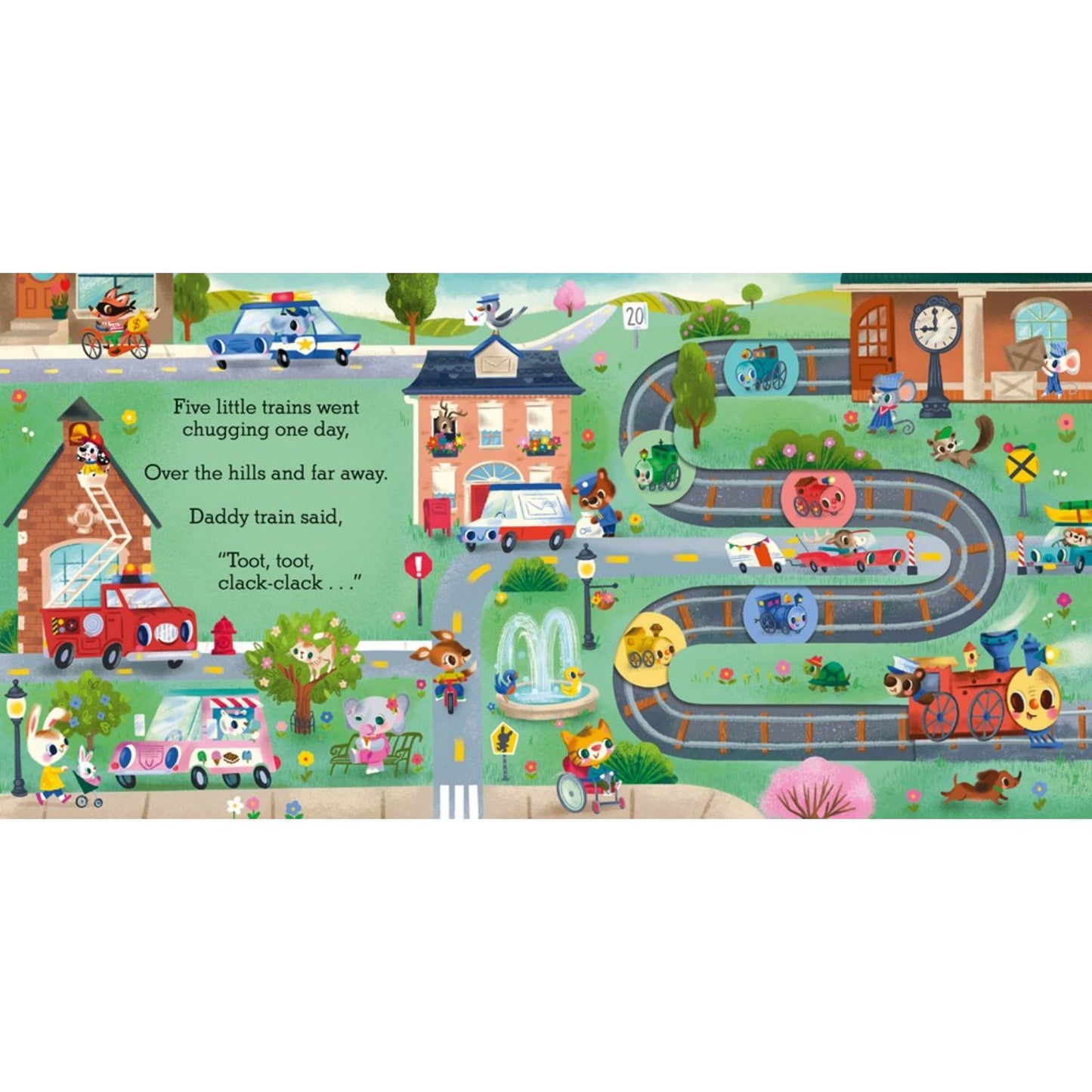 Five Little Trains: A Nursery Rhyme Counting Book for Toddlers | Interactive Board Book