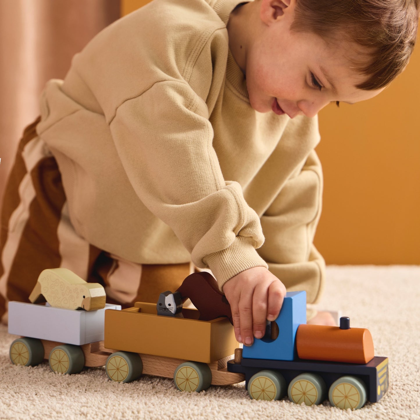 Farm Animal Wood Train | Wooden Toddler Activity Toy