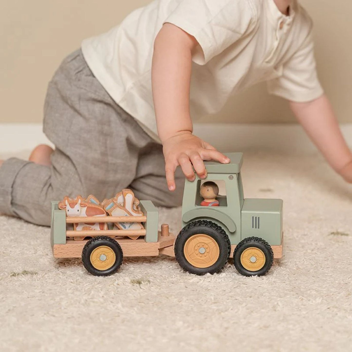 Tractor with Trailer | Wooden Toy Set for Imaginative Play