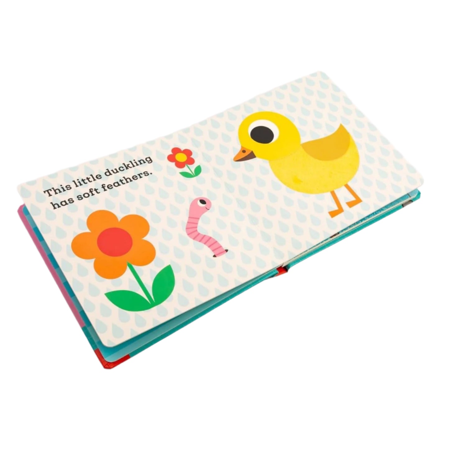 Children's book with a yellow duckling illustration on a white background