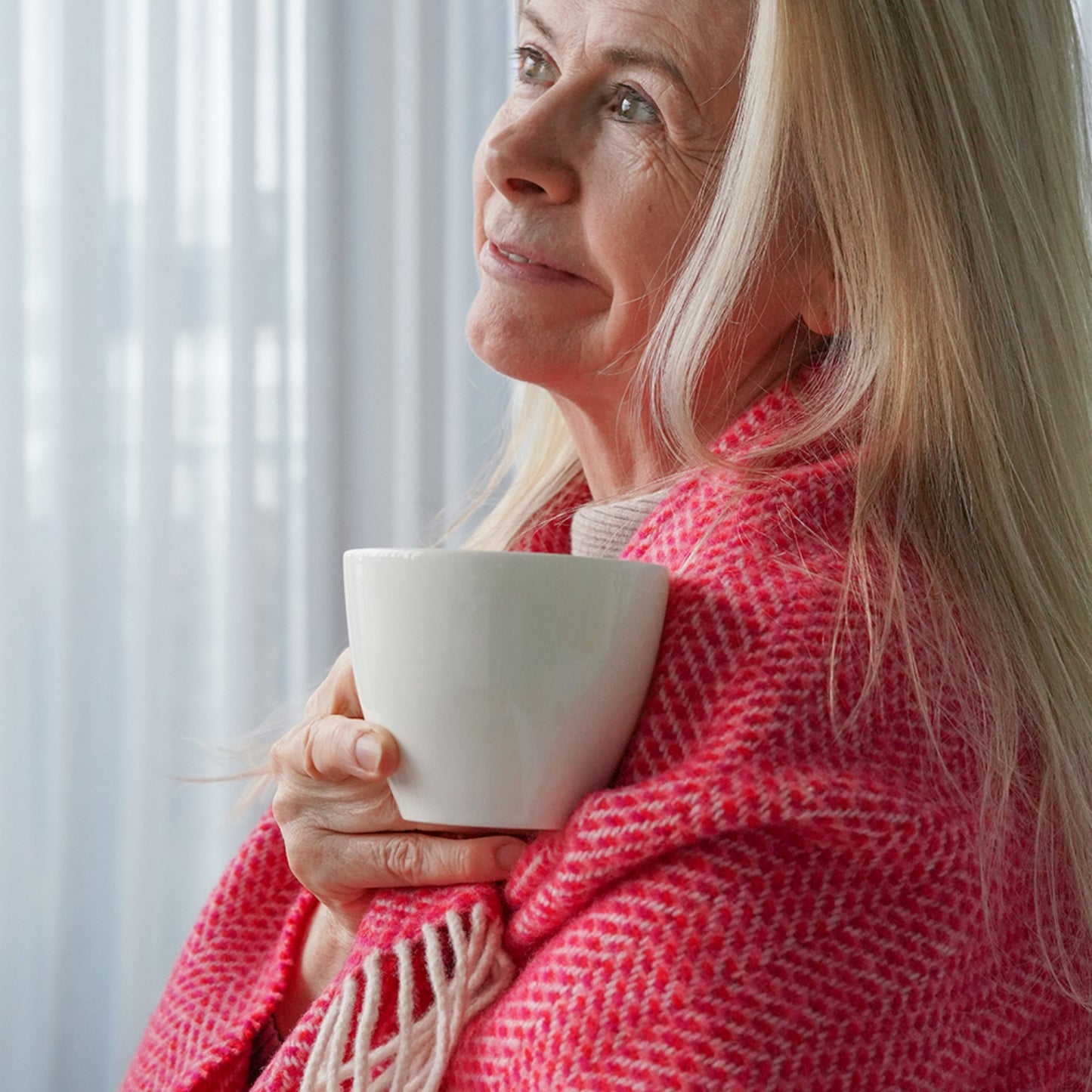 Raspberry Herringbone Pattern | Cashmere Throw Blanket | Made in Nenagh, Co. Tipperary