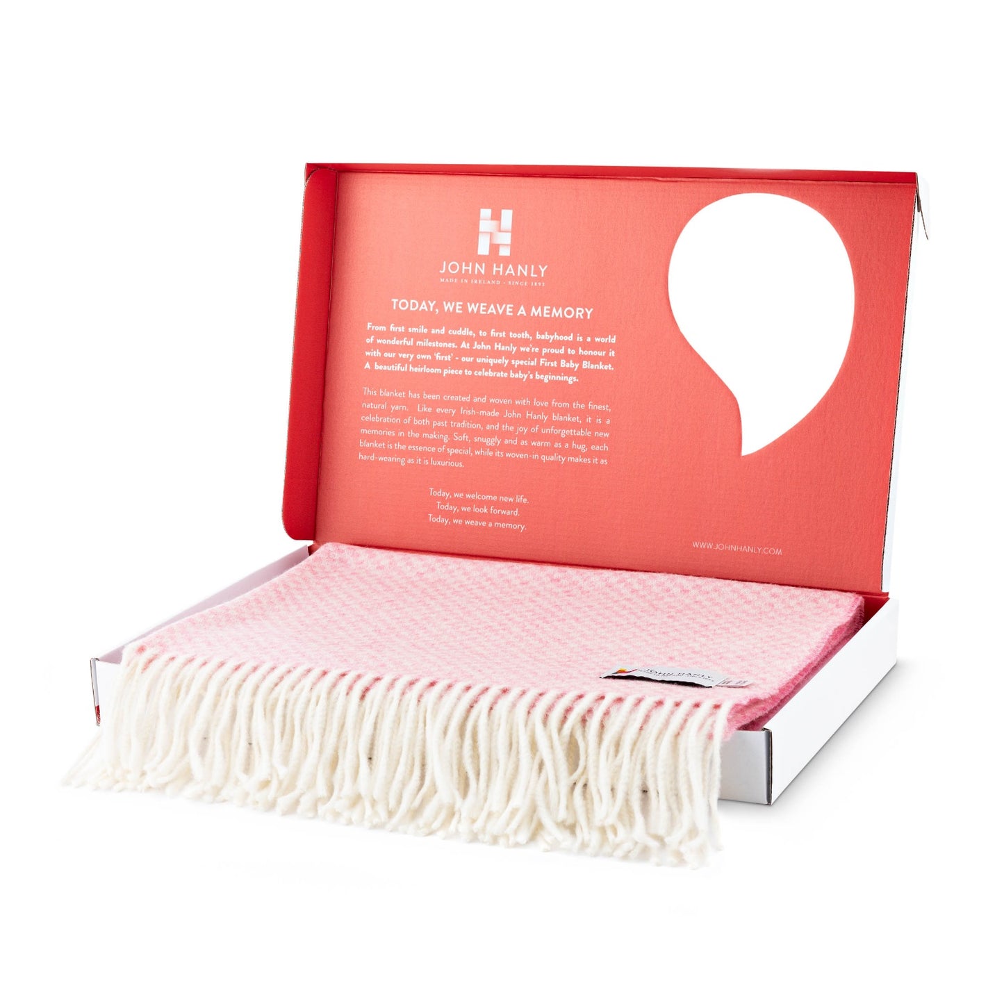 Pink Basket Weave Pattern | Irish Lambswool Baby Blanket | Made in Nenagh, Co. Tipperary