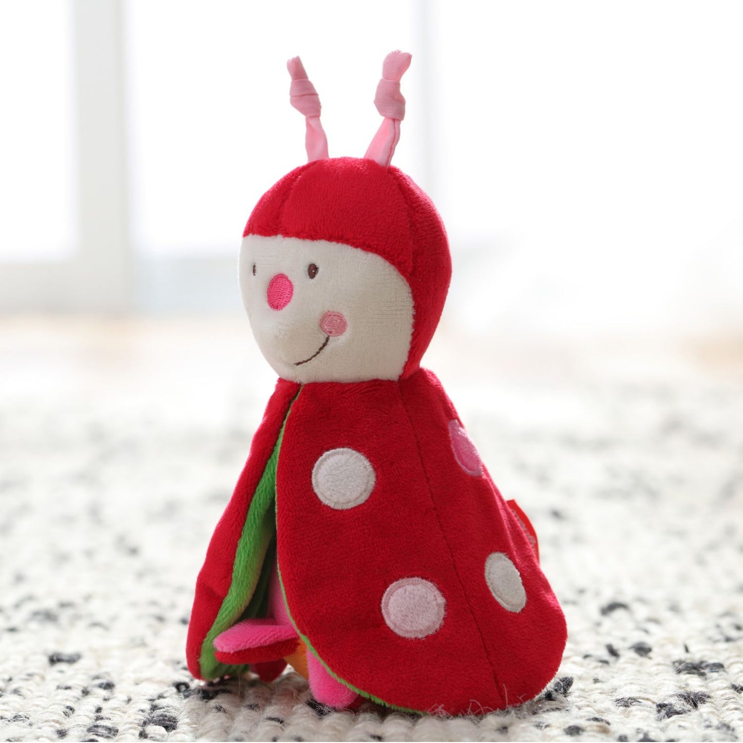 Ladybird & Flower | Reversible Crinkly Grasping Toy and Rattle | Baby’s First Soft Toy