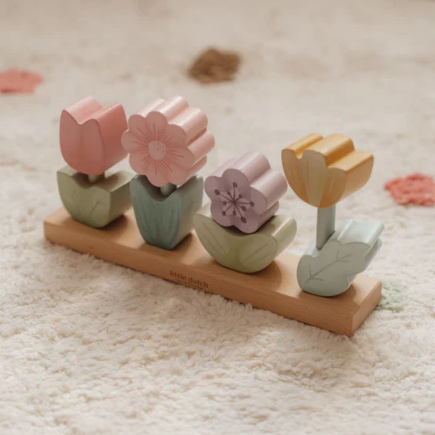 Flowers Stacker Fairy Garden | Wooden Toy for Creative Play & Nursery Decor