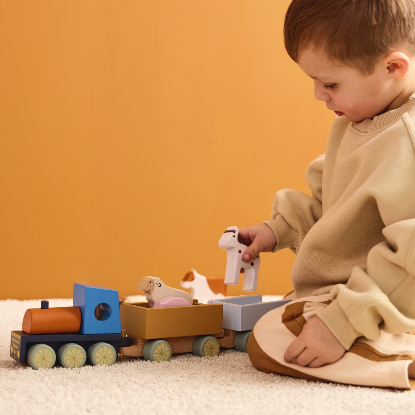 Farm Animal Wood Train | Wooden Toddler Activity Toy