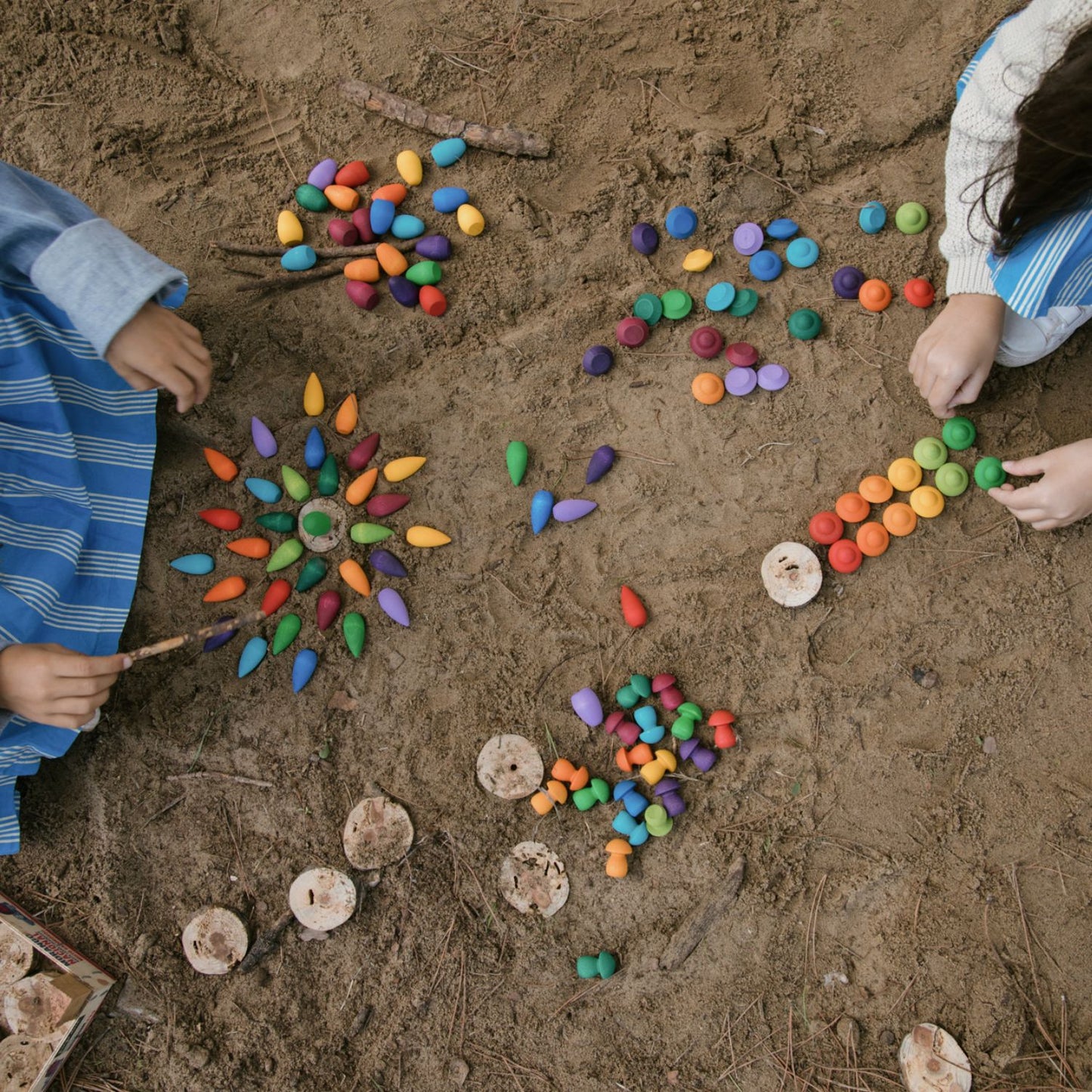 Mandala Rainbow Snowflakes | 36 Pieces | Wooden Toys for Kids | Open-Ended Play