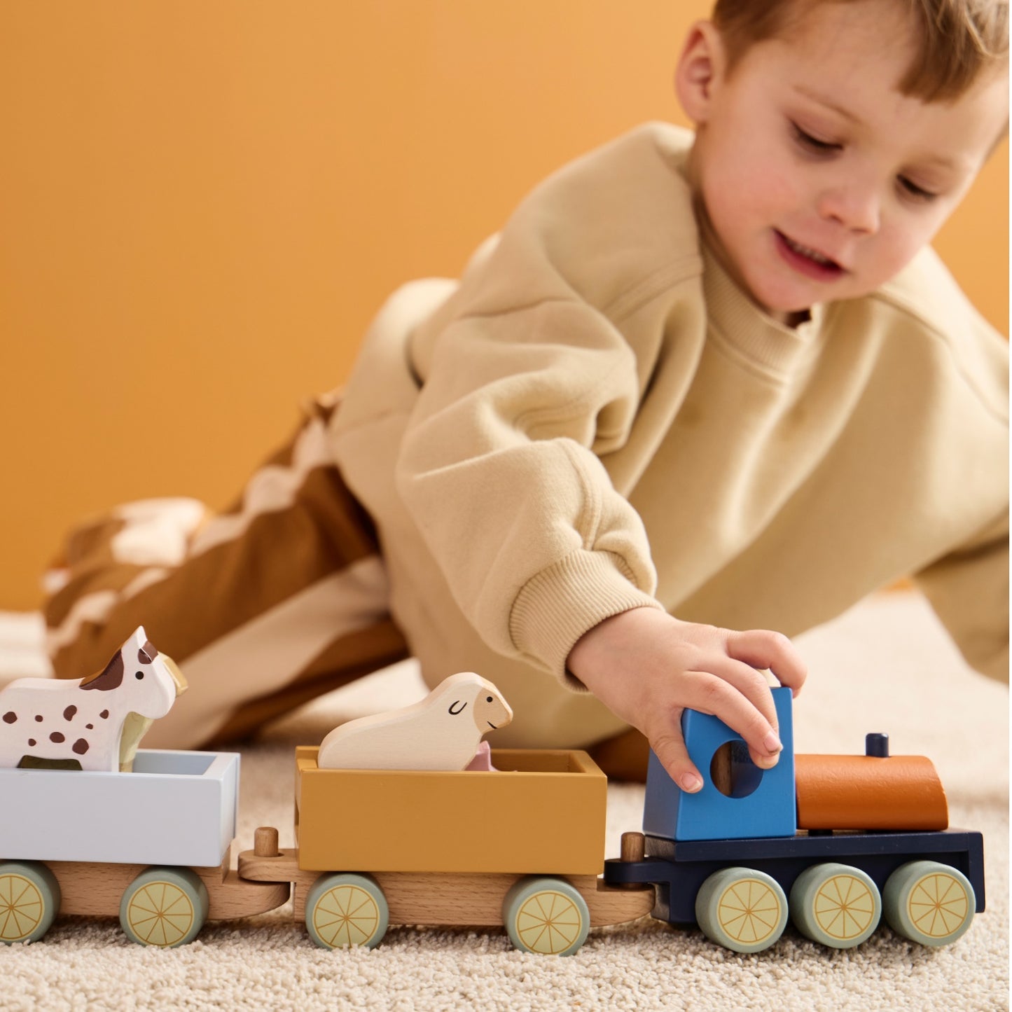 Farm Animal Wood Train | Wooden Toddler Activity Toy