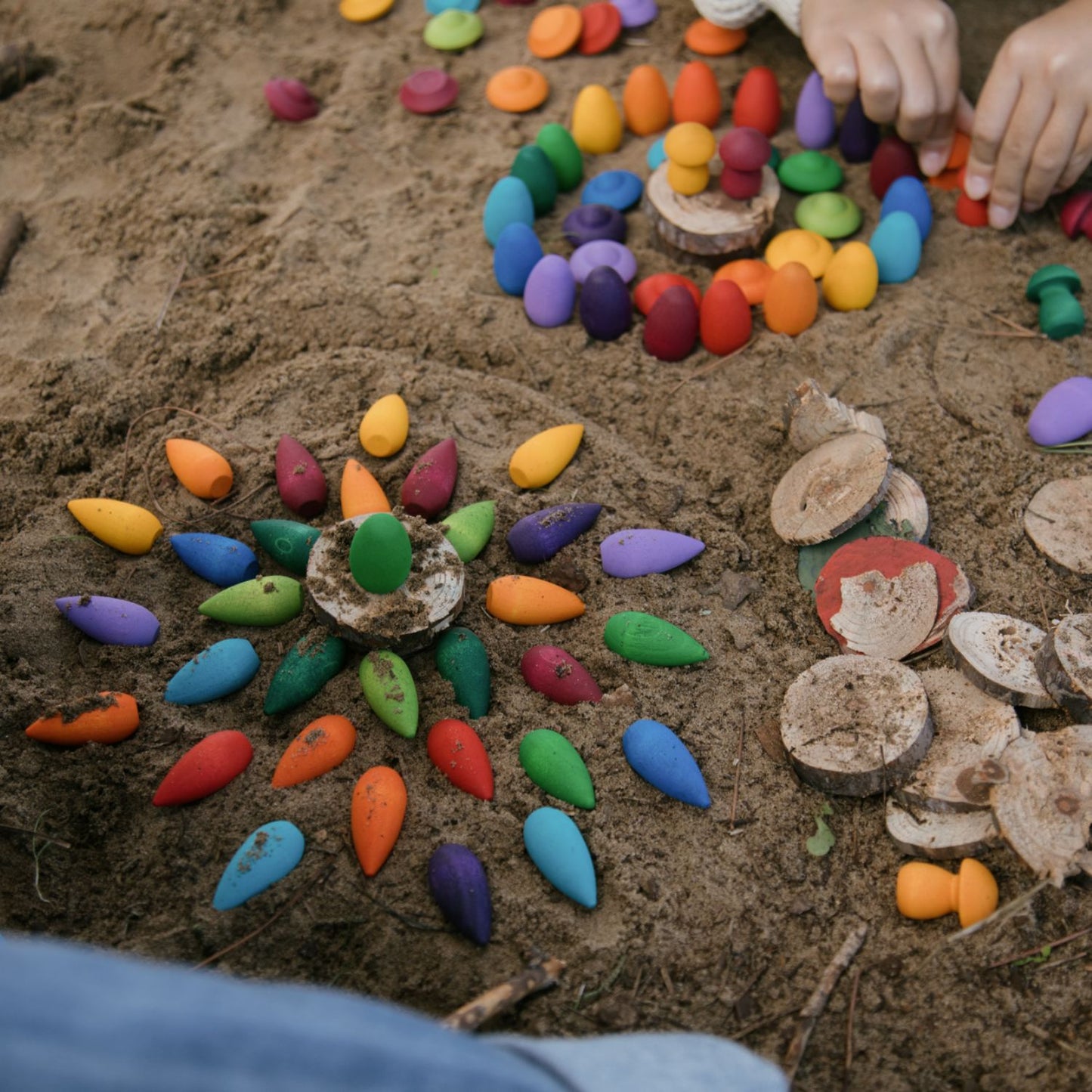 Mandala Rainbow Snowflakes | 36 Pieces | Wooden Toys for Kids | Open-Ended Play