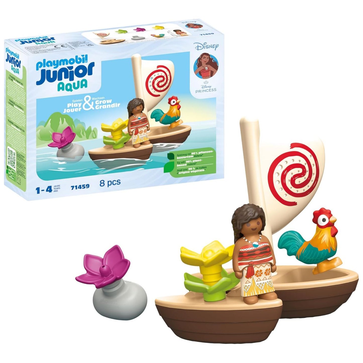 Moana's Sail Boat | Junior Aqua | Bath Toys | Eco-Plastic | 1 - 4 Years