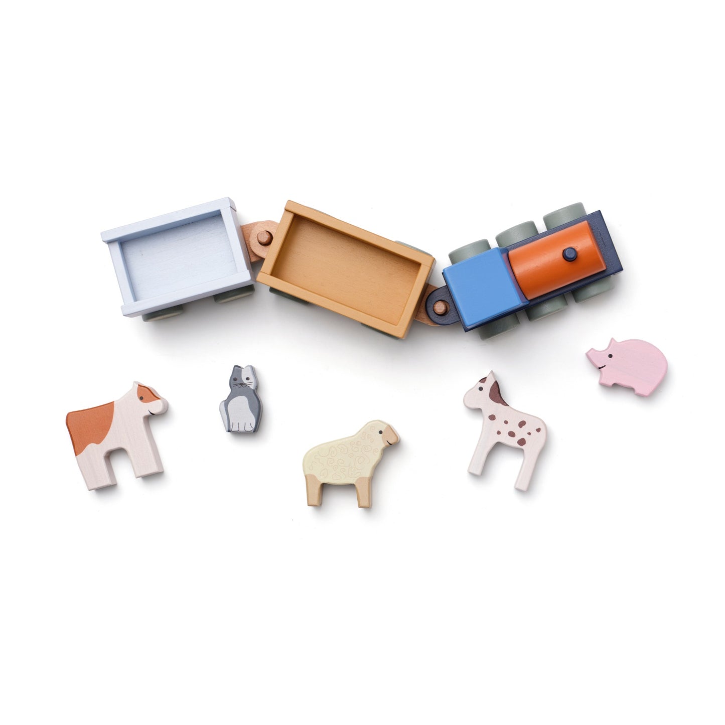 Farm Animal Wood Train | Wooden Toddler Activity Toy