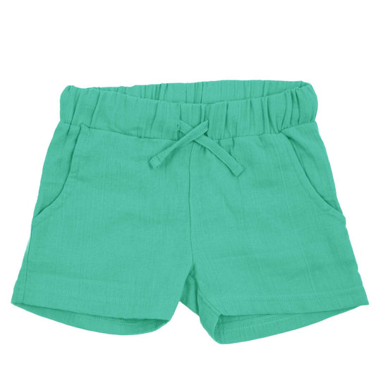 Maxomorra Green Muslin Shorts | Swedish Vibes Collection | GOTS Organic Cotton | Front | BeoVERDE Ireland