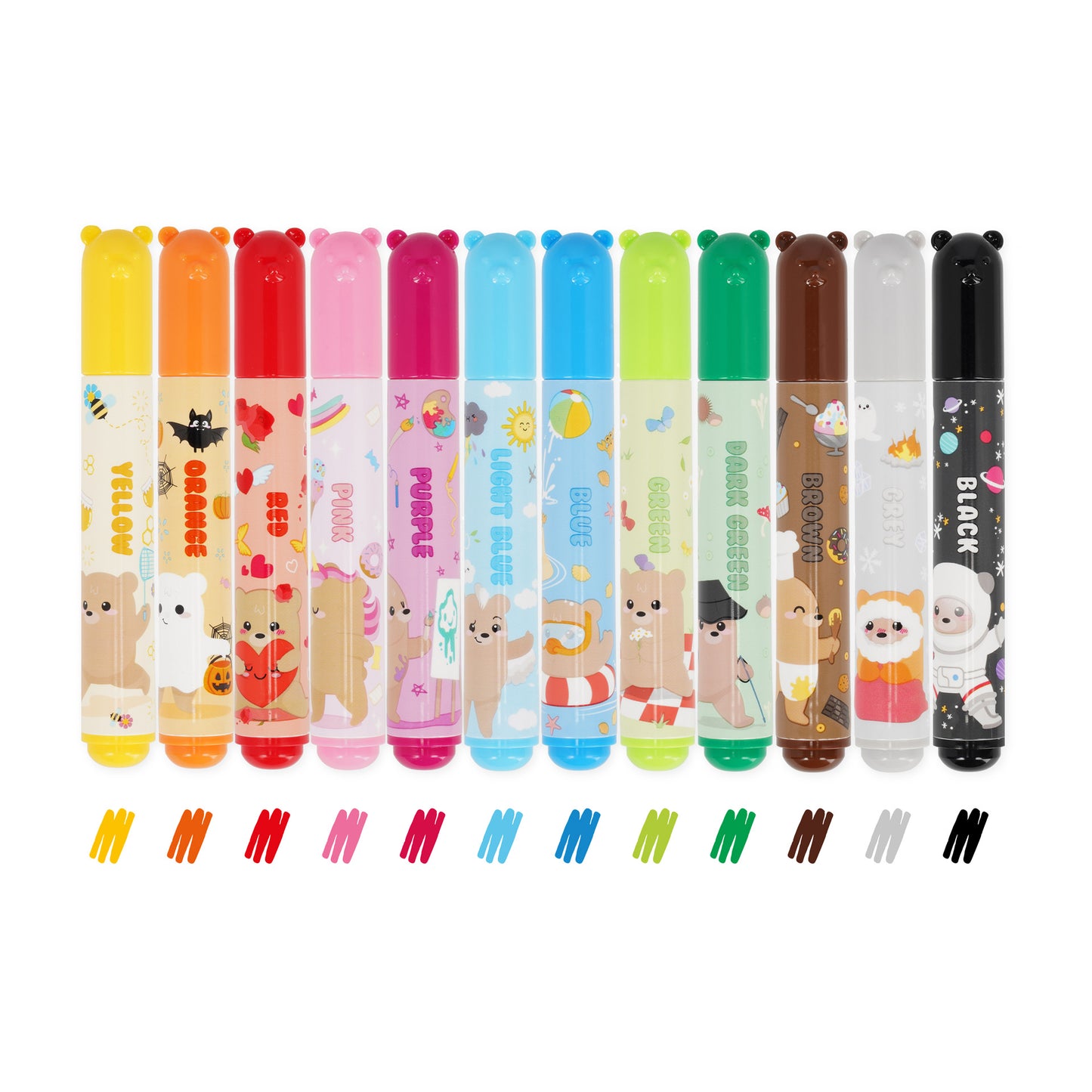 12 Colours Marker Pen Set | Teddy Friends
