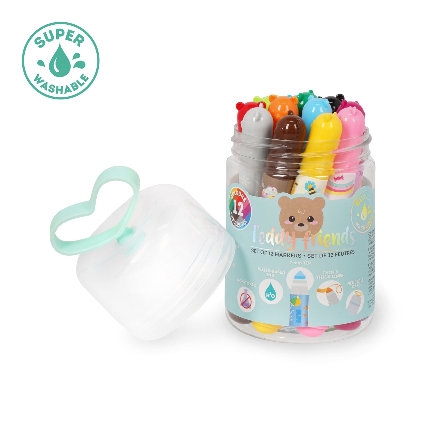 12 Colours Marker Pen Set | Teddy Friends