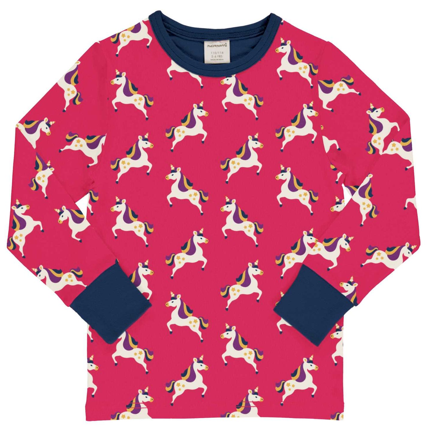 Maxomorra Unicorn Long Sleeve Top | Forest Collection | GOTS Organic Cotton | Front | BeoVERDE Ireland