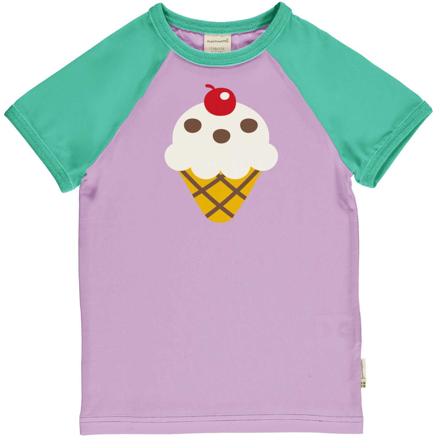 Maxomorra Ice Cream Short Sleeve Raglan Top | Swedish Vibes Collection | GOTS Organic Cotton | Front | BeoVERDE Ireland