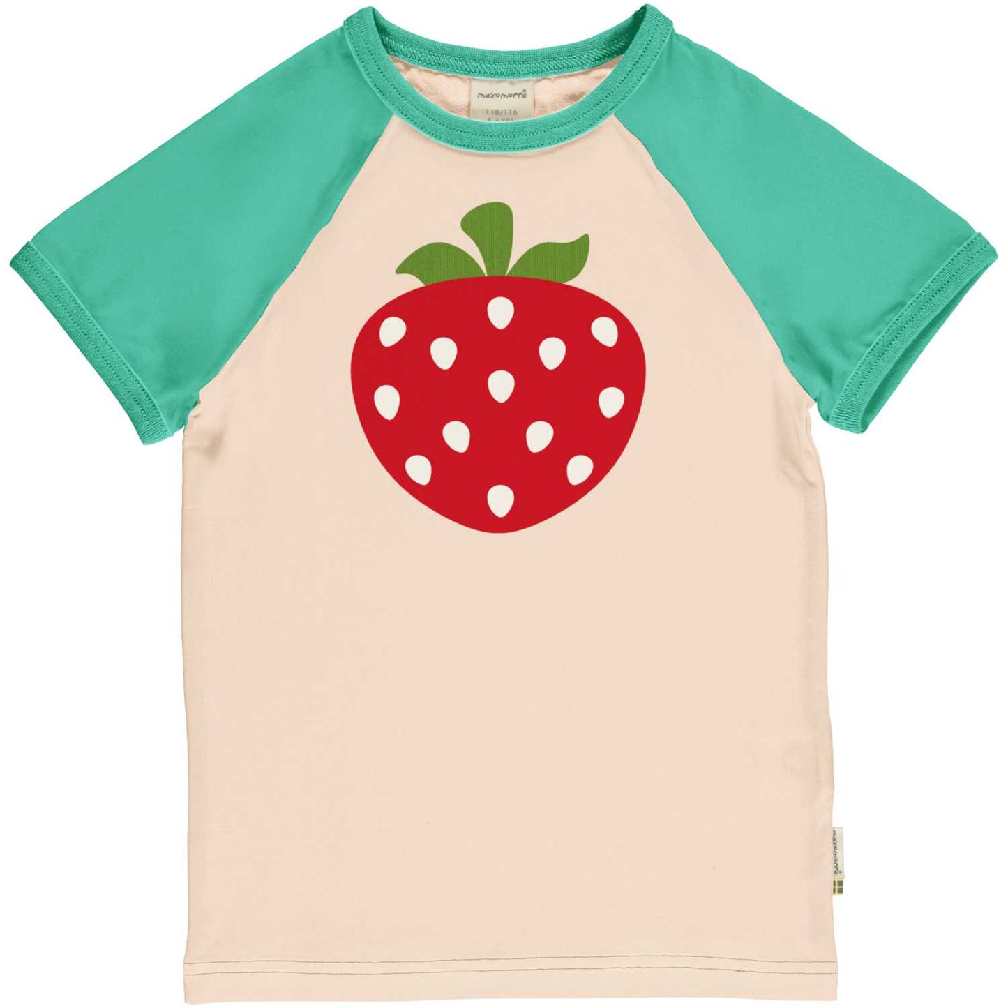 Maxomorra Strawberry Short Sleeve Raglan Top | Swedish Vibes Collection | GOTS Organic Cotton | Front | BeoVERDE Ireland