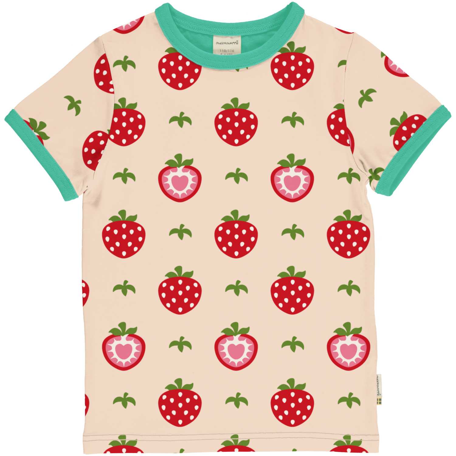 Maxomorra Strawberry Short Sleeve Top | Swedish Vibes Collection | GOTS Organic Cotton | Front | BeoVERDE Ireland