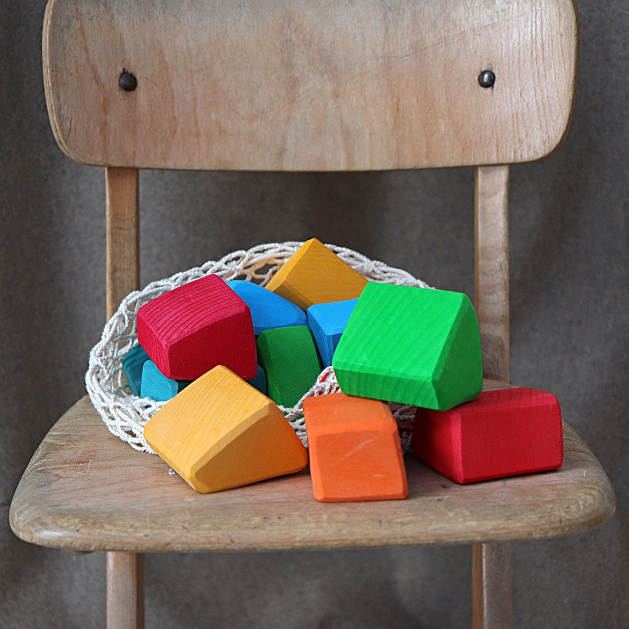 Coloured Waldorf Blocks | Irregular Wooden Blocks for Open-Ended Play | Wooden Toys for Kids