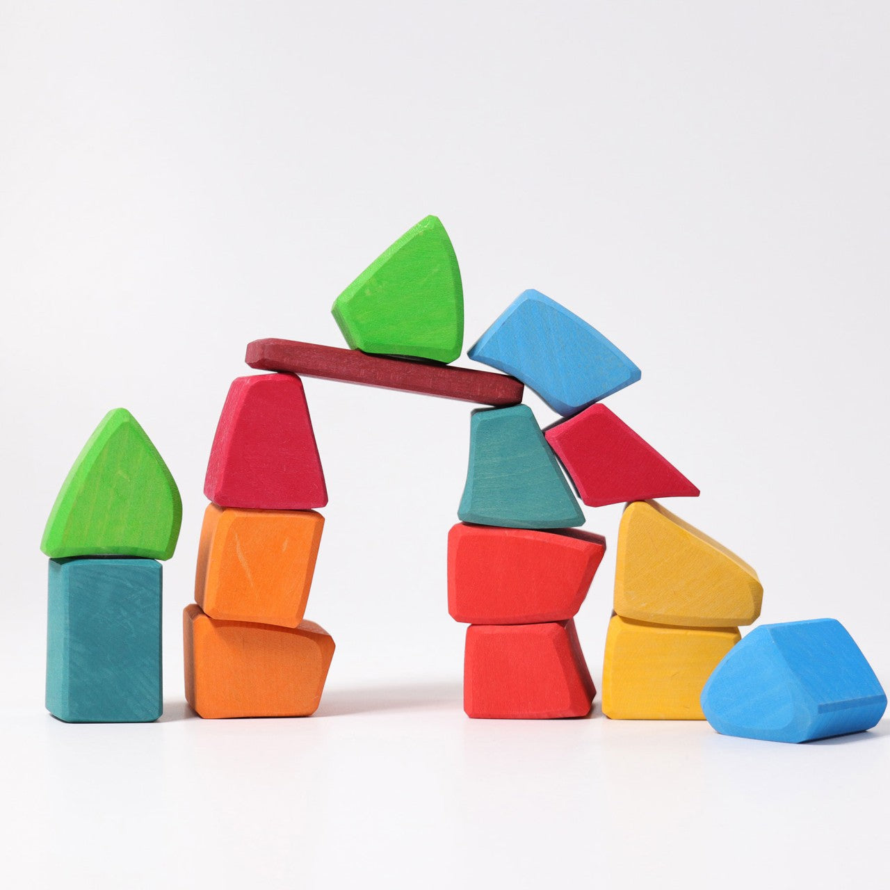 Coloured Waldorf Blocks | Irregular Wooden Blocks for Open-Ended Play | Wooden Toys for Kids