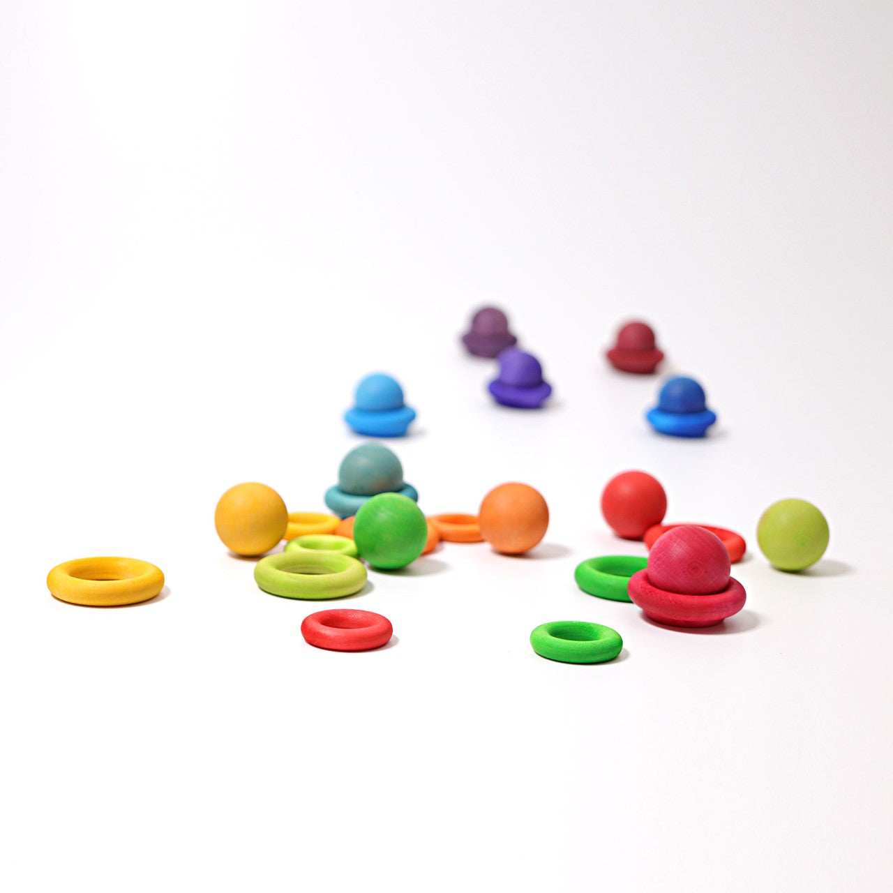 Rainbow Small Wooden Balls | 12-Piece Wooden Ball Set | Sorting & Stacking Toys for Kids