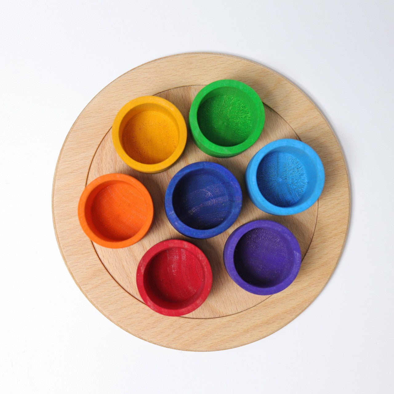 7 Rainbow Friends In Bowls | Wooden Toy Figures | Open-Ended Play