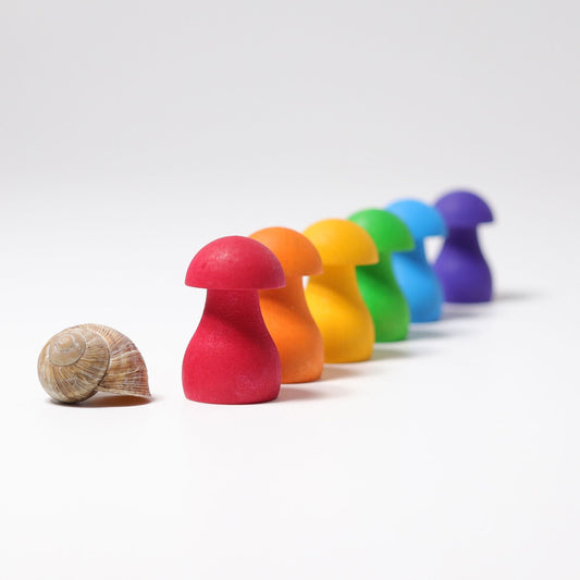 Rainbow Wooden Mushrooms | Sorting & Stacking Toys for Kids