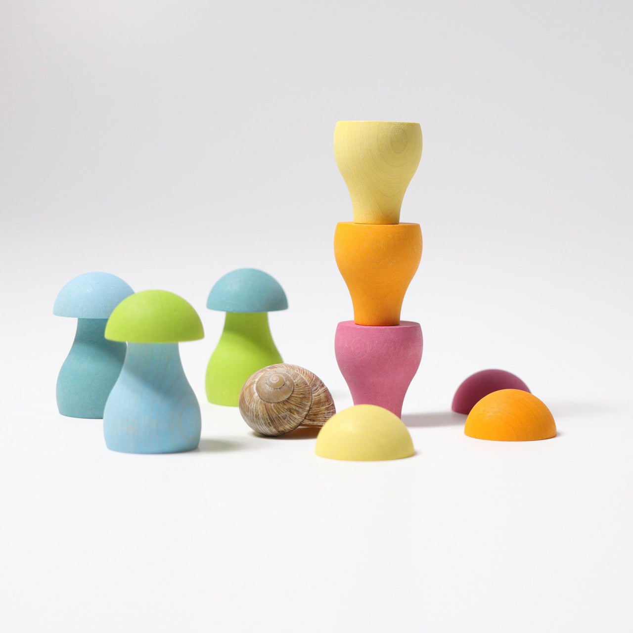 Pastel Wooden Mushrooms | Sorting & Stacking Toys for Kids