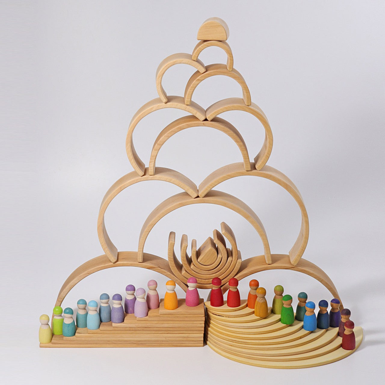 Large Natural Rainbow | 12 Pieces | Wooden Stacking Toys for Kids | Open-Ended Play