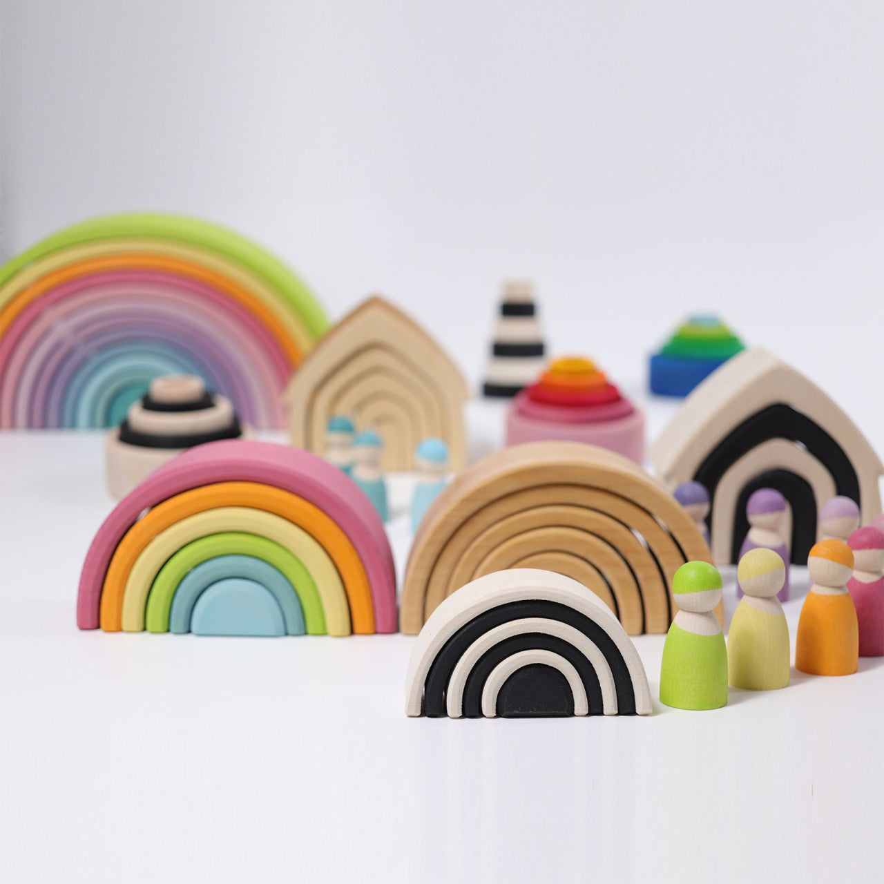 Pastel Rainbow | 6 Pieces | Wooden Toys for Kids | Open-Ended Play