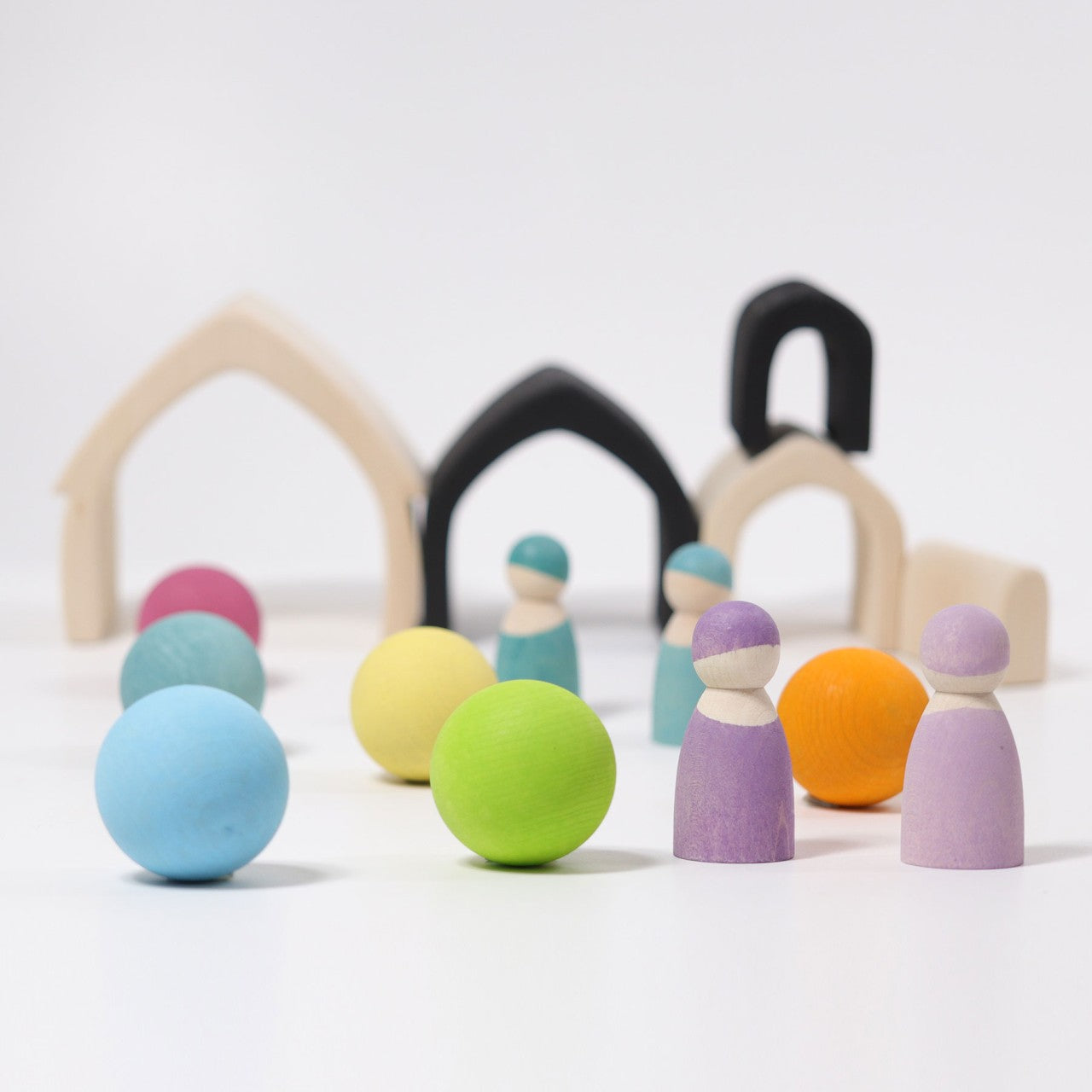 Monochrome House | 5 Pieces | Wooden Toys for Kids | Open-Ended Play