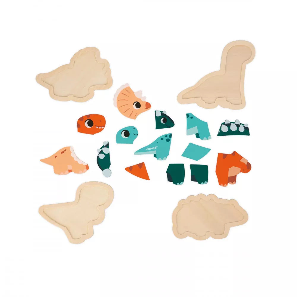 Dinos - 4 Progressive Wooden Puzzles | Wooden Toddler Activity Toy