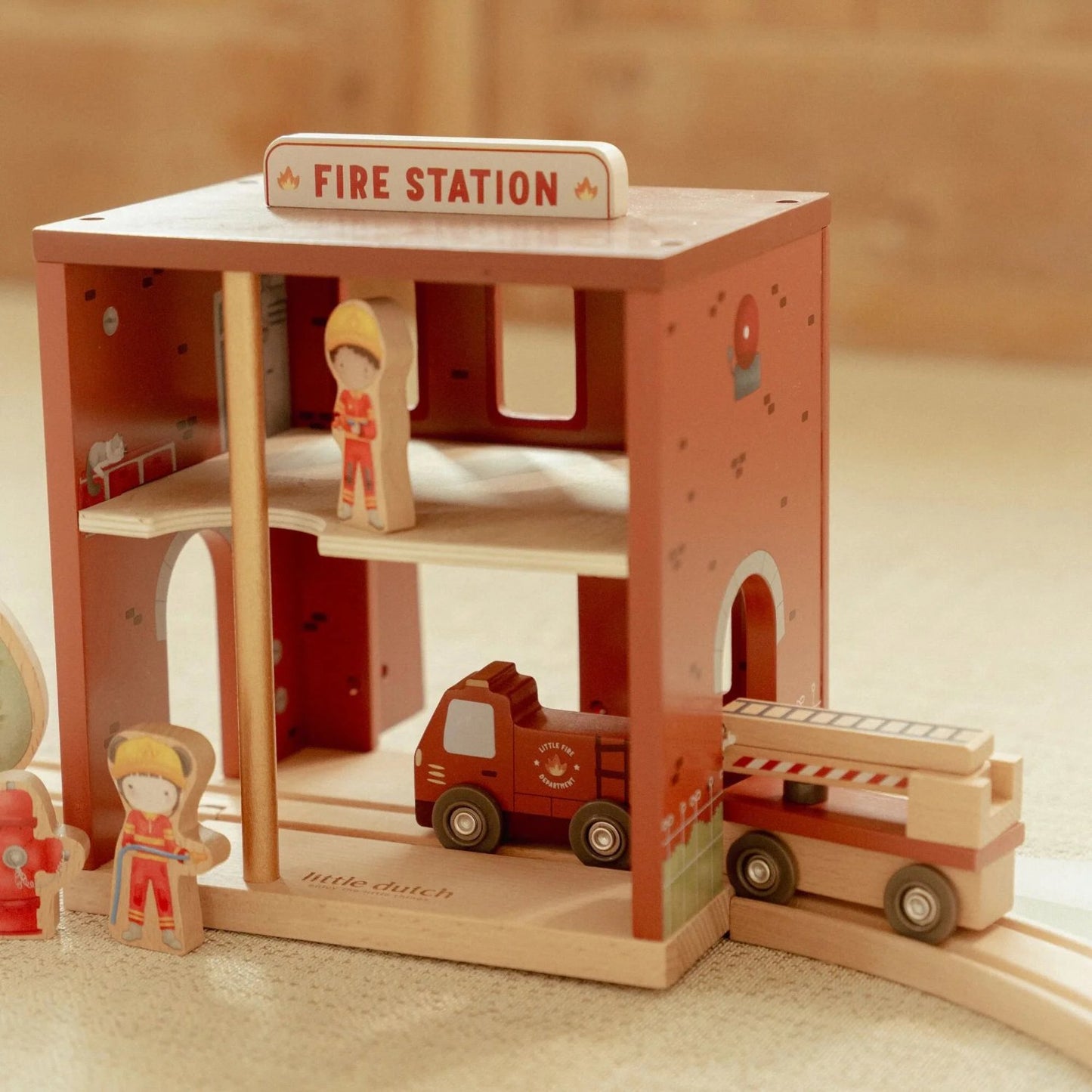 Fire Station Play Set | Wooden Toy Set for Imaginative Play