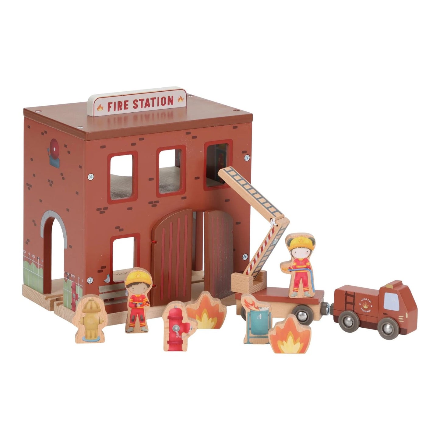 Fire Station Play Set | Wooden Toy Set for Imaginative Play