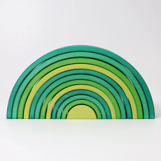 Large Forest Green Rainbow | 12 Pieces | Wooden Stacking Toys for Kids | Open-Ended Play