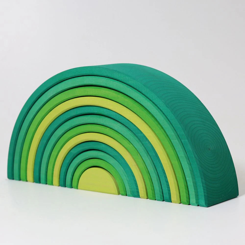 Large Forest Green Rainbow | 12 Pieces | Wooden Stacking Toys for Kids | Open-Ended Play