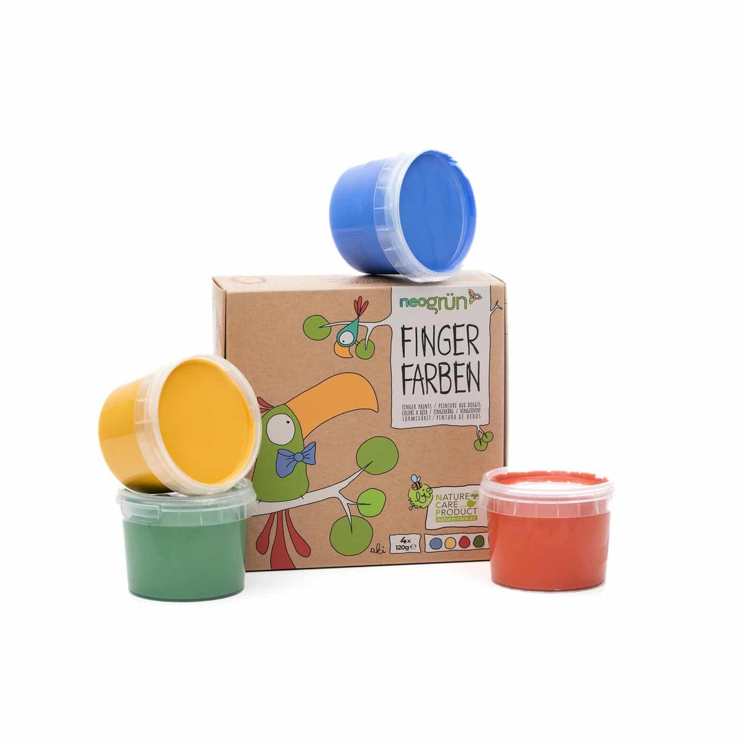 Kid’s Organic Finger Paints Red, Yellow, Green & Blue | Child-Safe, Eco-Friendly, Plant-based | Certified Organic