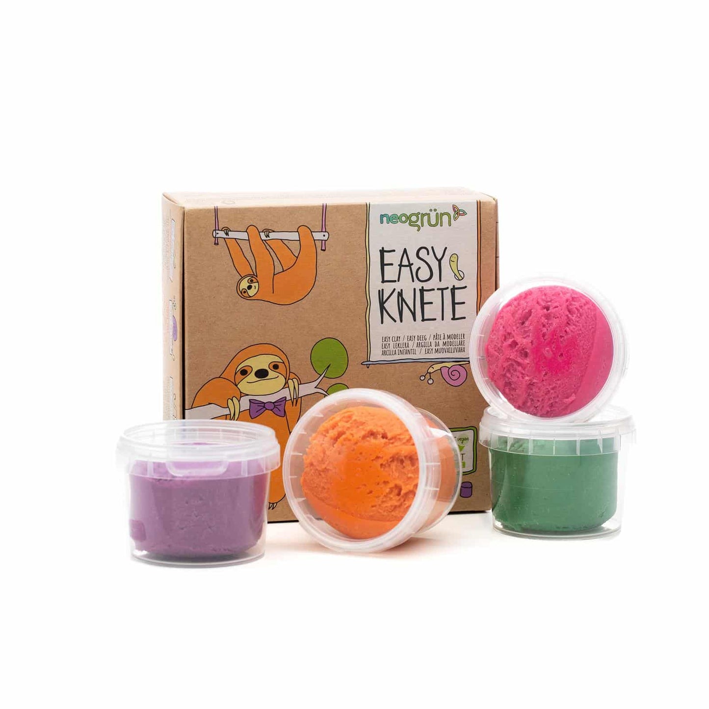 Kid’s Organic Soft Modelling Clay Pink Violet Orange & Green | Child-Safe, Eco-Friendly, Plant-based | Certified Organic