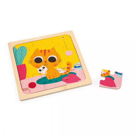 Peanut the Cat | Wooden 9-Piece Puzzle | Wooden Toddler Activity Toy