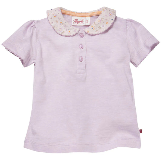 Soft Lilac with Collar | Short Sleeve Kids Top | GOTS Organic Cotton