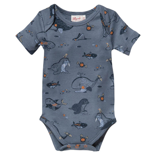 Sealife | Ocean Blue | Short Sleeve Baby Bodysuit | GOTS Organic Cotton