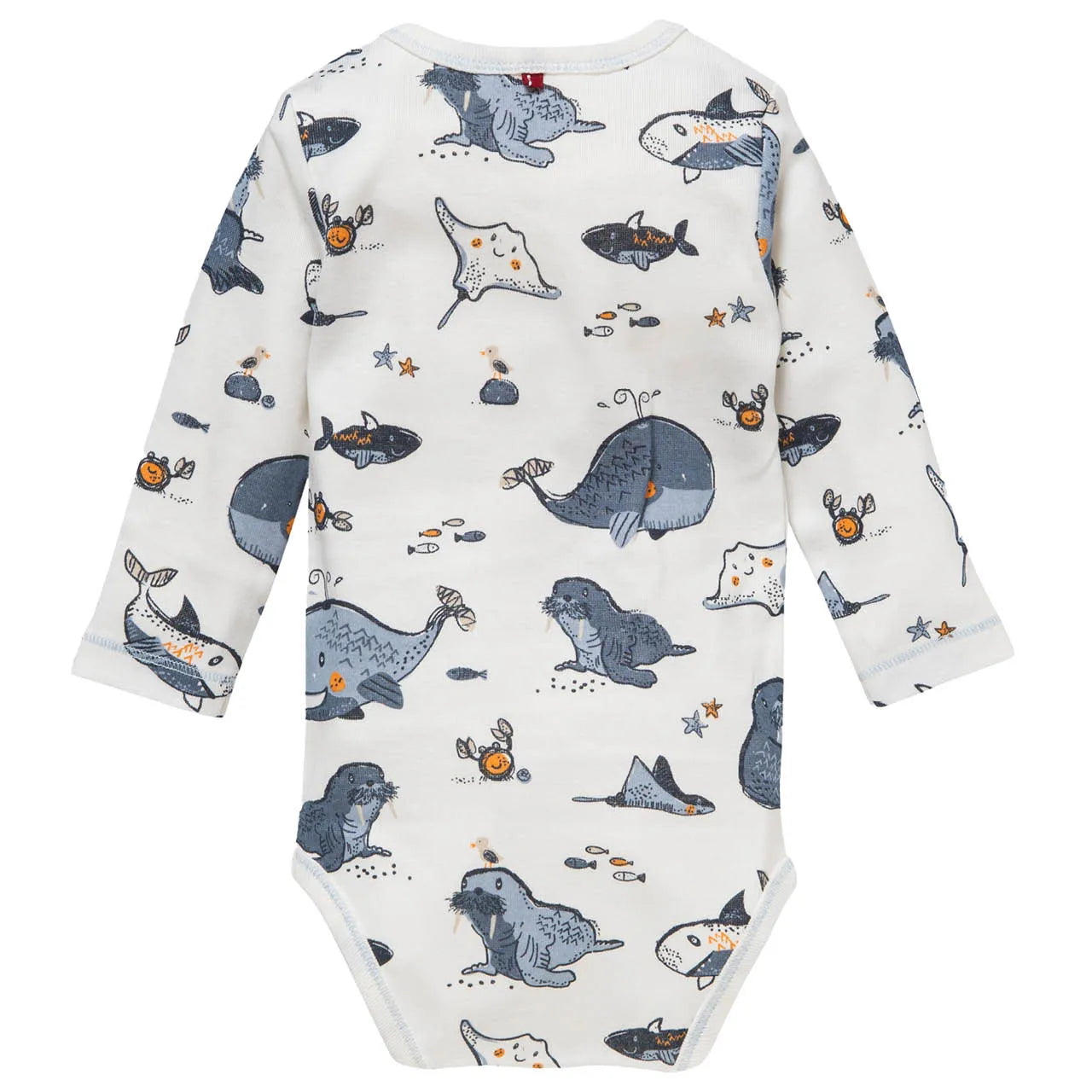 Sealife | White Base Colour | Long Sleeve Baby Bodysuit | GOTS Organic Cotton