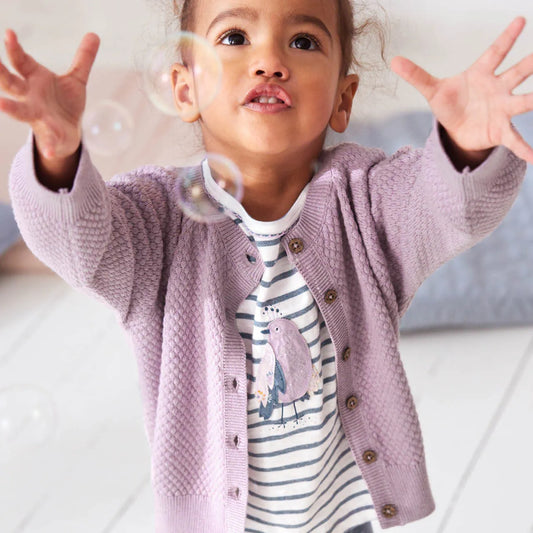 Lilac | Girls Knitted Cardigan | GOTS Organic Cotton