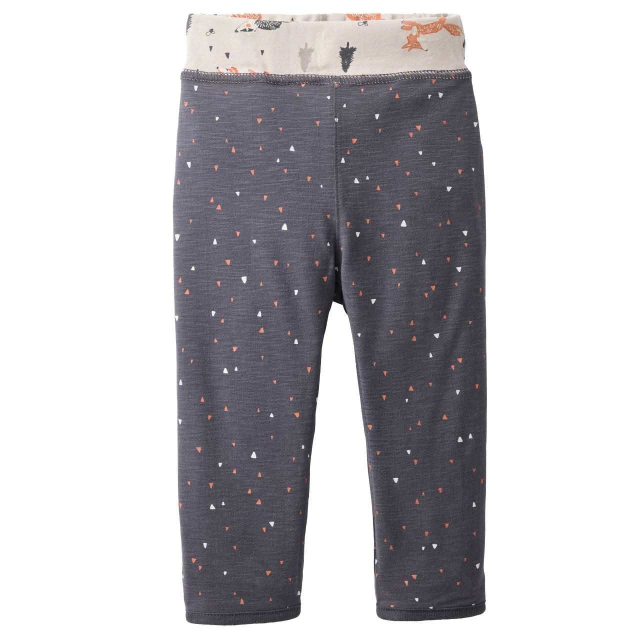 Woodland Animals | Beige - Anthracite | Kids Reversible Pants | GOTS Organic Cotton