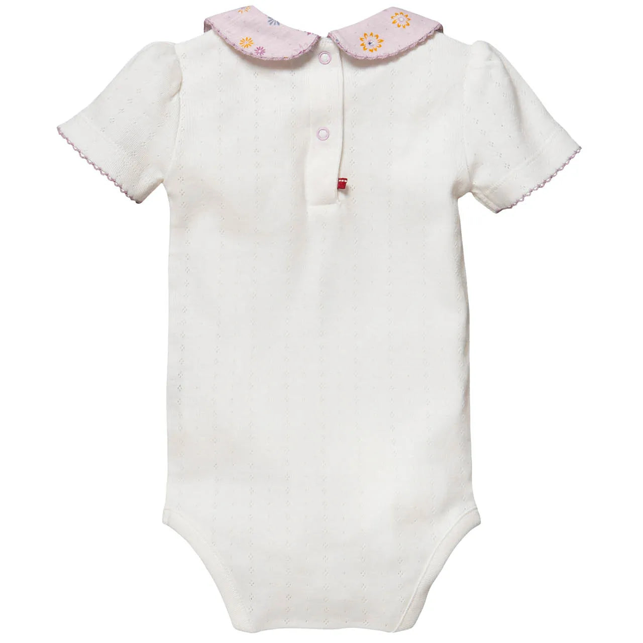 Summer Breeze with Lilac Collar | Ajour Cotton Knit Short Sleeve Baby Bodysuit | GOTS Organic Cotton