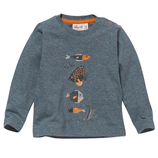 Fish | Ocean Blue | Long Sleeve Kids Top | GOTS Organic Cotton